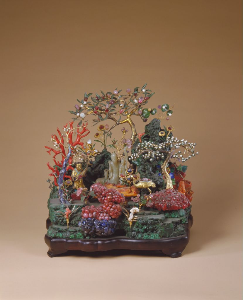 图片[1]-Malachite inlaid with jewelry Penglai fairyland bonsai-China Archive